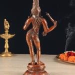 Pure Brass Ardhanarishwara Vintage Sculpture - 12.5" Dark Red Divine Union Statue | Spiritual Home Decor